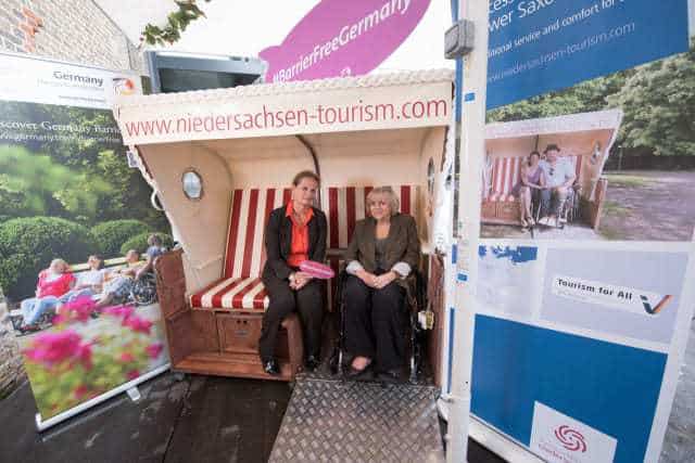 First Accessible Strandkorb (Beach Chair). Donated To Revitalise Respite Residence, Netley Waterside House, Southampton. British Weather Didn't Let Us Down & Strandkorb Proved It's Worth.
